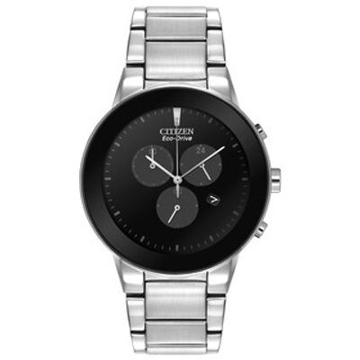 Men's Citizen Eco-Drive® Axiom Chronograph Watch with Black Dial (Model: AT2240-51E)|Peoples Jewellers