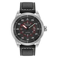Men's Citizen Eco-Drive® Strap Watch with Black Dial (Model: AW1361-01E)|Peoples Jewellers