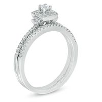 0.33 CT. T.W. Diamond Frame Vintage-Style Bridal Set in 10K White Gold|Peoples Jewellers