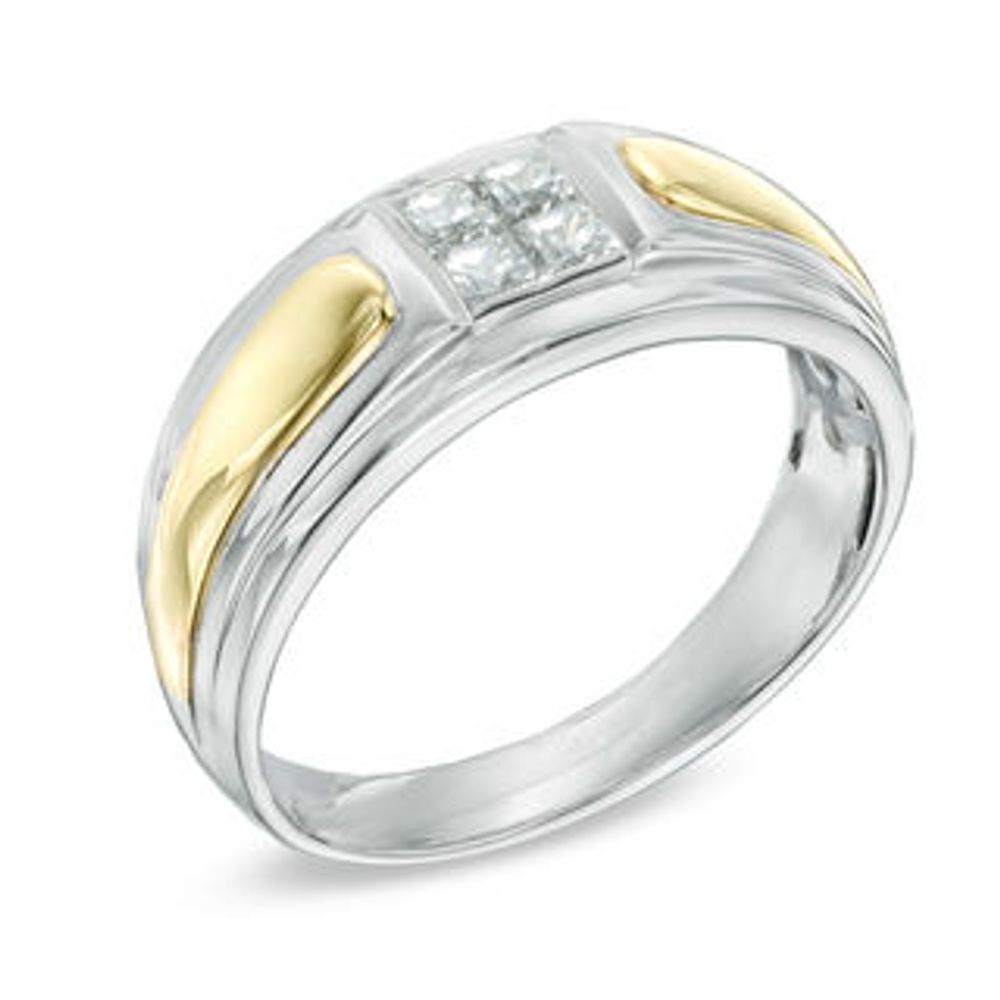 Men's 0.50 CT. T.W. Square-Cut Quad Diamond Ring in 10K Two-Tone Gold|Peoples Jewellers