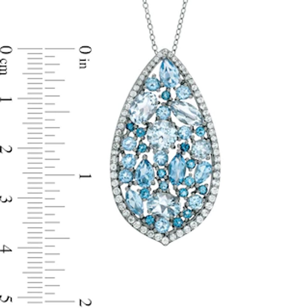 Blue and White Topaz Pear-Shaped Pendant in Sterling Silver|Peoples Jewellers