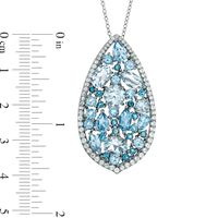 Blue and White Topaz Pear-Shaped Pendant in Sterling Silver|Peoples Jewellers