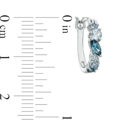 Marquise-Cut and Round Blue Topaz Cluster Hoop Earrings in Sterling Silver|Peoples Jewellers