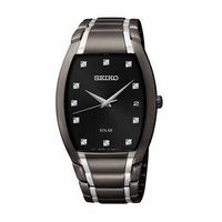 Men's Seiko Solar Diamond Accent Tonneau Dial Watch (Model: SNE335)|Peoples Jewellers