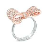 Lab-Created White Sapphire Bow Ring in Sterling Silver with 18K Rose Gold Plate|Peoples Jewellers