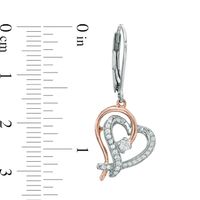 0.33 CT. T.W. Certified Canadian Diamond Heart Drop Earrings in Sterling Silver and 10K Rose Gold (I/I2)|Peoples Jewellers