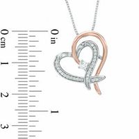 0.18 CT. T.W. Certified Canadian Diamond Ribbon Heart Pendant in Sterling Silver and 10K Rose Gold (I/I2)|Peoples Jewellers