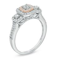 0.45 CT. T.W. Diamond Frame Past Present Future Engagement Ring in 14K Two-Tone Gold|Peoples Jewellers