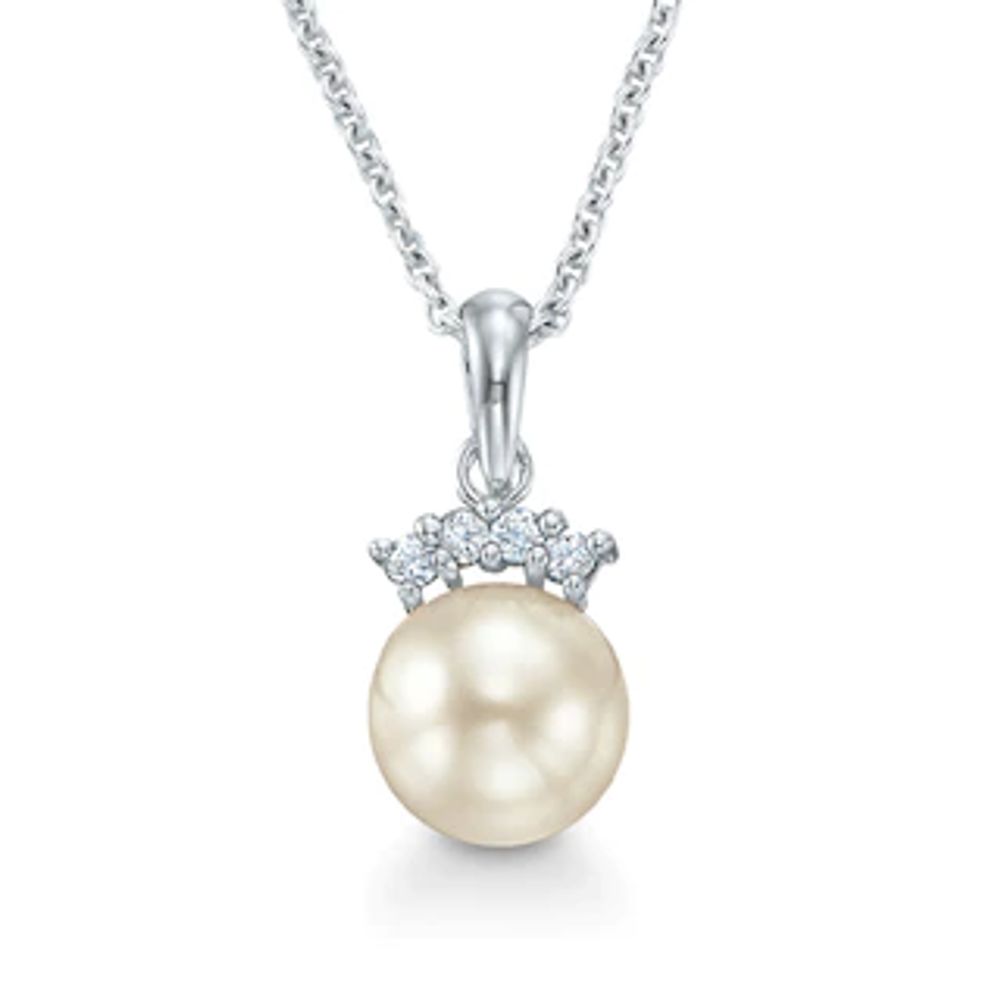 Blue Lagoon® by Mikimoto 6.5mm Akoya Cultured Pearl and Diamond Accent Pendant in 14K White Gold|Peoples Jewellers