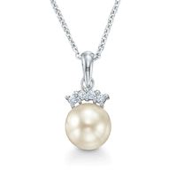 Blue Lagoon® by Mikimoto 6.5mm Akoya Cultured Pearl and Diamond Accent Pendant in 14K White Gold|Peoples Jewellers