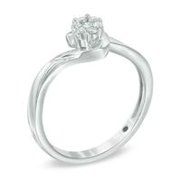 0.10 CT. T.W. Diamond Cluster Bypass Ring in 10K White Gold|Peoples Jewellers