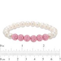 6.0-7.0mm Freshwater Cultured Pearl and Crystal Bead Stretch Bracelet Set-7.25"|Peoples Jewellers