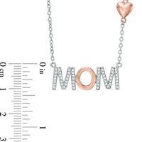 Lab-Created White Sapphire "MOM" with Heart Necklace in Sterling Silver and 14K Rose Gold Plate - 17"|Peoples Jewellers