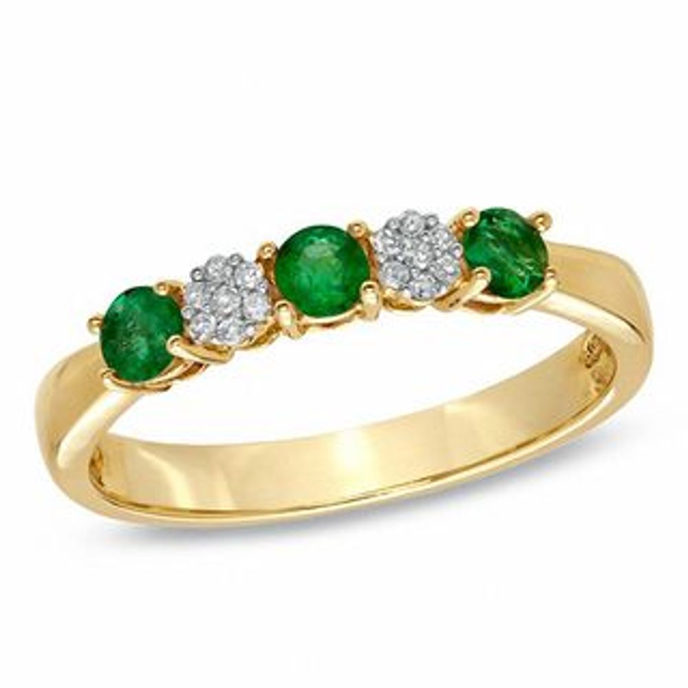 Emerald and Diamond Accent Band in 10K Gold|Peoples Jewellers