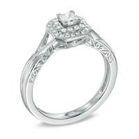 0.33 CT. T.W. Princess-Cut Diamond Frame Vintage-Style Engagement Ring in 10K White Gold|Peoples Jewellers