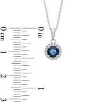 5.0mm Blue Sapphire and Diamond Accent Frame Pendant in 14K White Gold|Peoples Jewellers