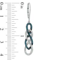 0.28 CT. T.W. Enhanced Blue and White Diamond Infinity Braid Drop Earrings in Sterling Silver|Peoples Jewellers
