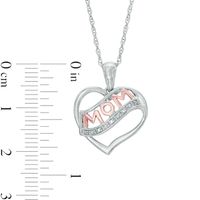 Diamond Accent Heart with "MOM" Pendant in Sterling Silver and 10K Rose Gold|Peoples Jewellers