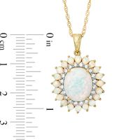 Oval Lab-Created Opal and White Sapphire Pendant in Sterling Silver with 14K Gold Plate|Peoples Jewellers