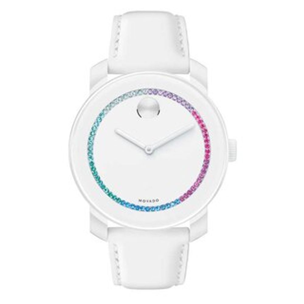 Ladies' Movado Bold® Multi-Colour Crystal Watch with White Dial (Model: 3600180)|Peoples Jewellers