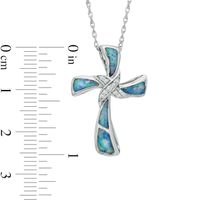 Lab-Created Opal and White Sapphire Cross Pendant in Sterling Silver|Peoples Jewellers