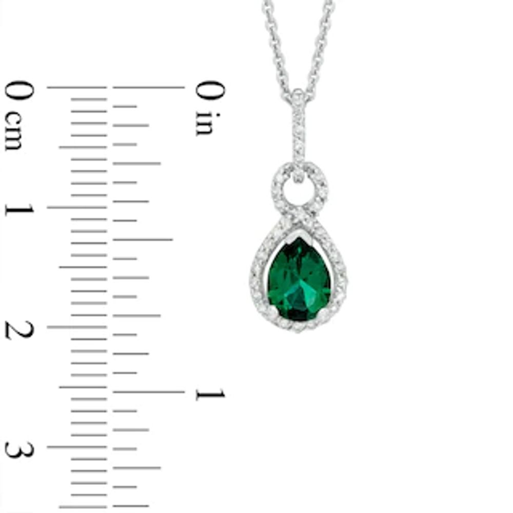 Pear-Shaped Lab-Created Emerald and White Sapphire Pendant in Sterling Silver|Peoples Jewellers