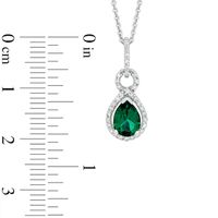Pear-Shaped Lab-Created Emerald and White Sapphire Pendant in Sterling Silver|Peoples Jewellers
