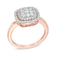 0.50 CT. T.W. Diamond Cluster Frame Ring in 10K Rose Gold|Peoples Jewellers