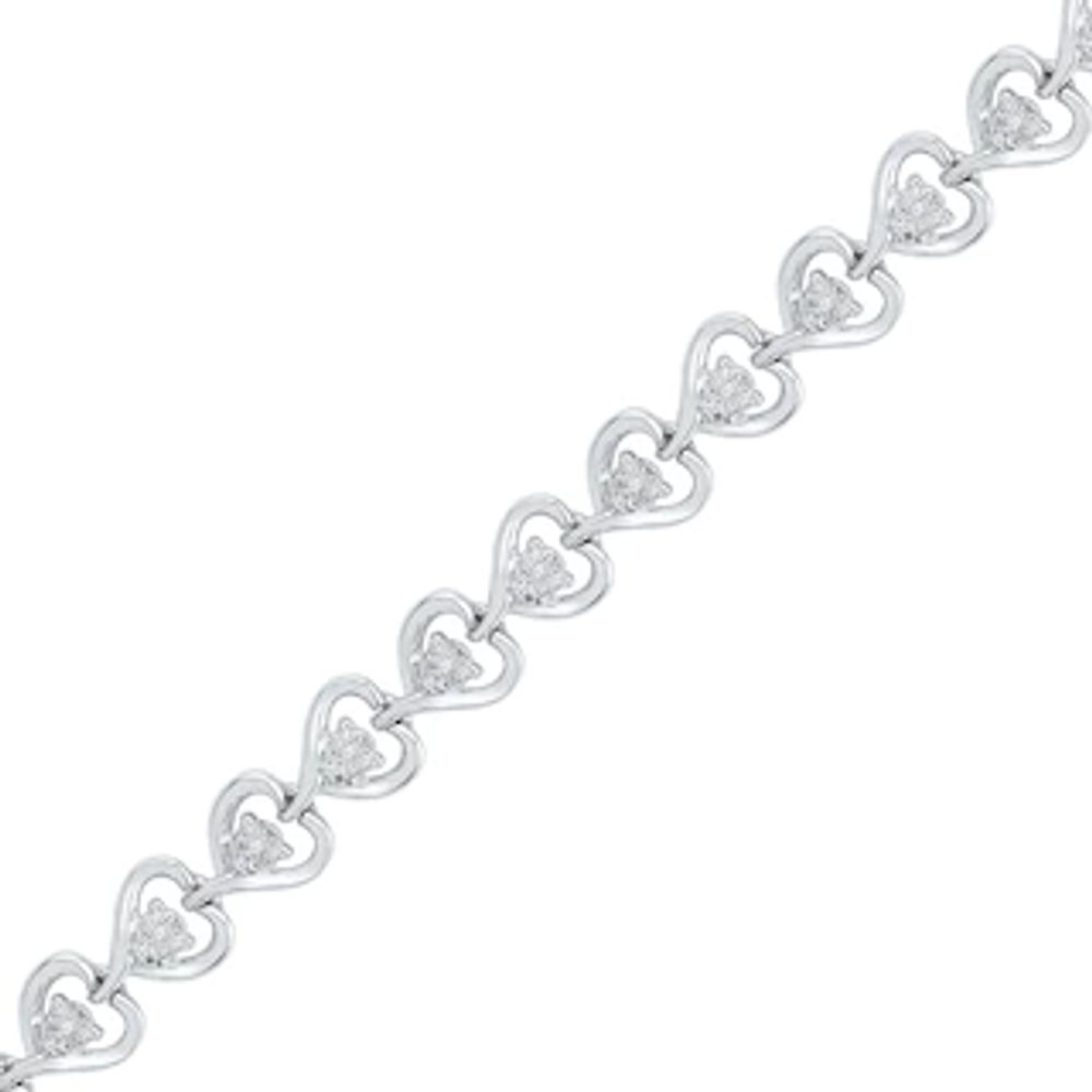 0.25 CT. T.W. Diamond Heart-Shaped Tennis Bracelet in Sterling Silver - 7.5"|Peoples Jewellers