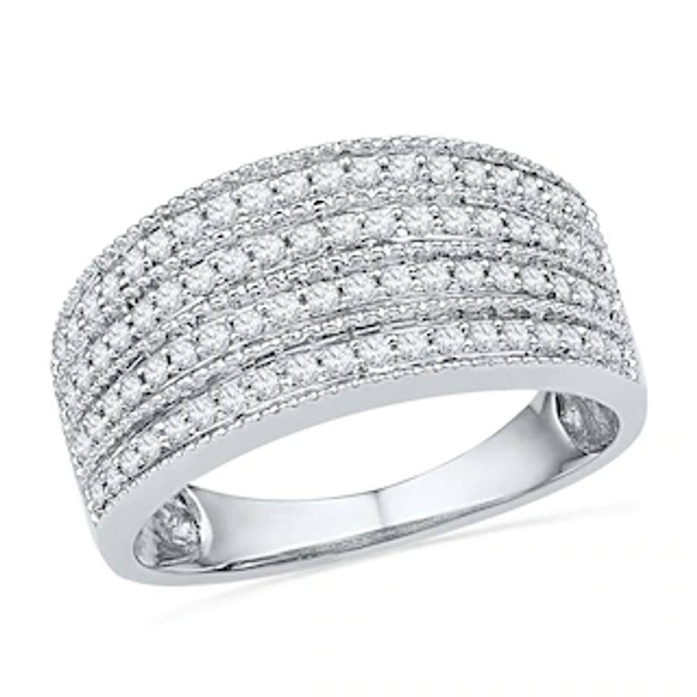 0.50 CT. T.W. Diamond Multi-Row Band in 10K White Gold|Peoples Jewellers