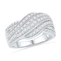 CT. T.W. Diamond Layered Wave Ring in 10K White Gold|Peoples Jewellers
