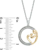 0.12 CT. T.W. Diamond Motherly Love Circle Pendant in Sterling Silver and 14K Gold Plate|Peoples Jewellers