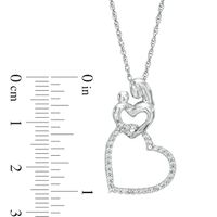 0.15 CT. T.W. Diamond Motherly Love Double Heart Pendant in Sterling Silver|Peoples Jewellers