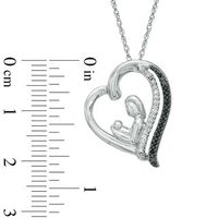 0.10 CT. T.W. Enhanced Black and White Diamond Motherly Love Tilted Heart Pendant in Sterling Silver|Peoples Jewellers