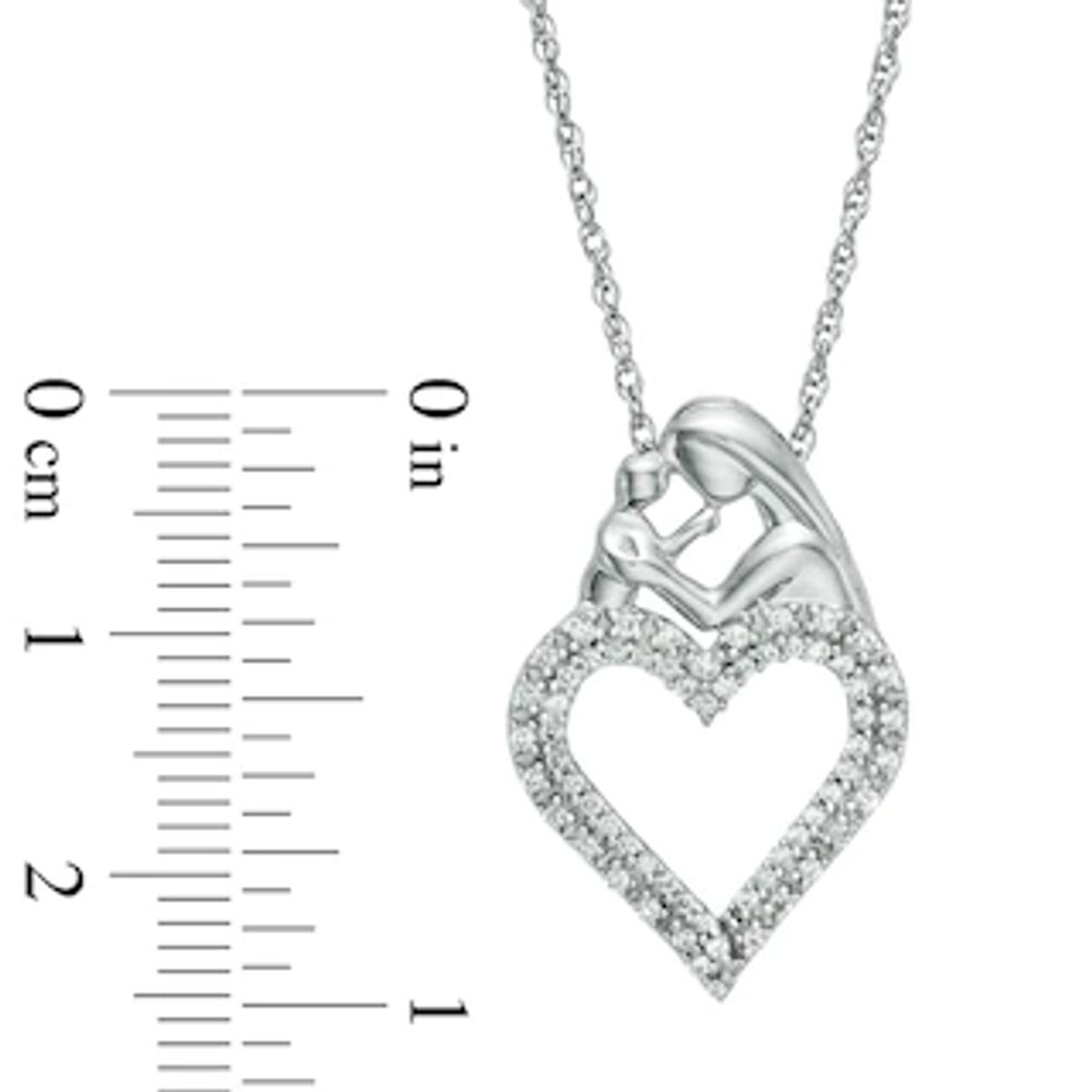 0.25 CT. T.W. Diamond Motherly Love Double Row Heart Pendant in Sterling Silver|Peoples Jewellers