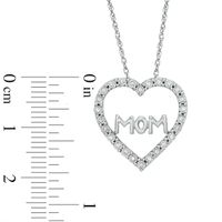 0.10 CT. T.W. Diamond "MOM" Heart Pendant in Sterling Silver|Peoples Jewellers