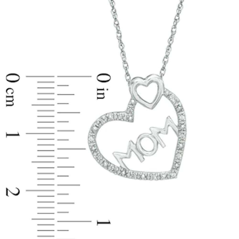 Diamond Accent "MOM" Double Heart Pendant in 10K White Gold|Peoples Jewellers