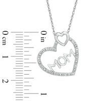 Diamond Accent "MOM" Double Heart Pendant in 10K White Gold|Peoples Jewellers