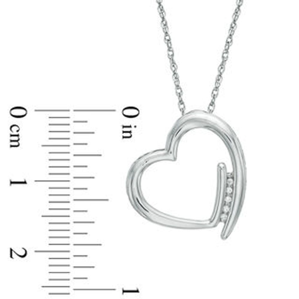 Diamond Accent Tilted Heart Pendant in 10K White Gold|Peoples Jewellers