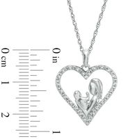 0.10 CT. T.W. Diamond Motherly Love Heart Pendant in 10K White Gold|Peoples Jewellers