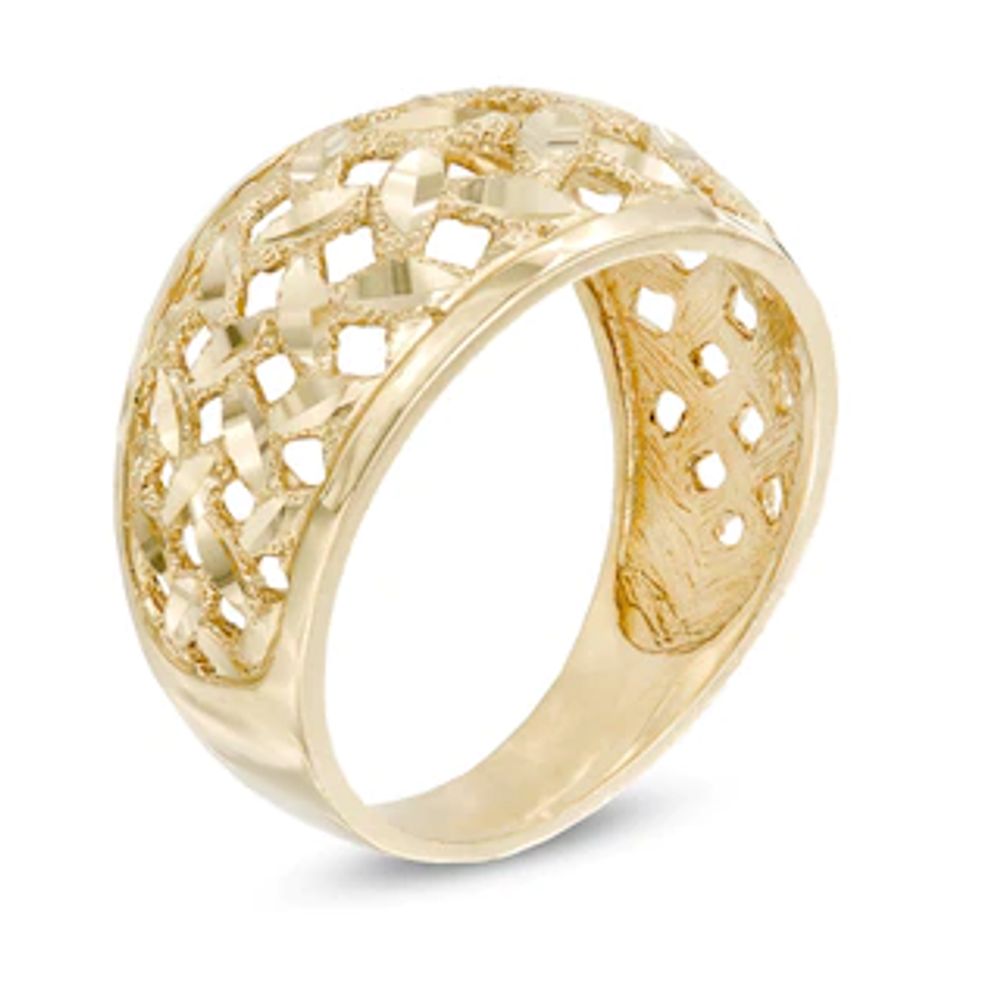 Diamond-Cut Basket Weave Ring in 10K Gold|Peoples Jewellers