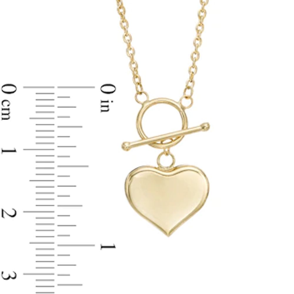 Puff Heart Toggle Necklace in 10K Gold|Peoples Jewellers