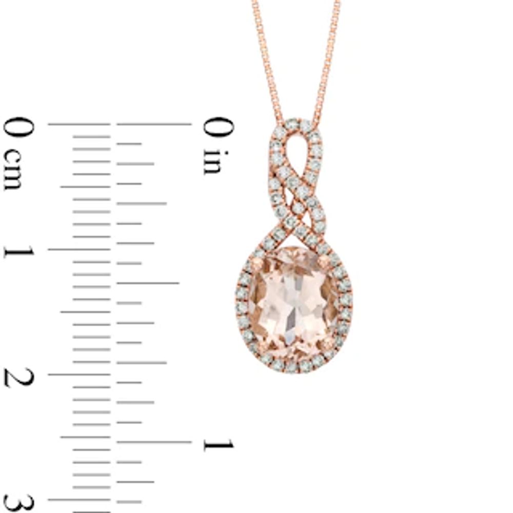 Oval Morganite and 0.23 CT. T.W. Diamond Loop Pendant in 10K Rose Gold|Peoples Jewellers