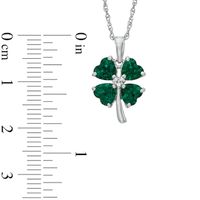 Heart-Shaped Lab-Created Emerald and  White Sapphire Clover Pendant in Sterling Silver|Peoples Jewellers