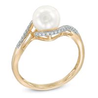 7.5-8.0mm Freshwater Cultured Pearl and Diamond Accent Ring in 10K Gold|Peoples Jewellers