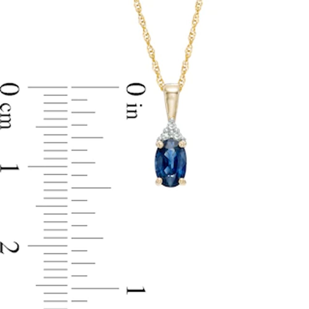 Oval Blue Sapphire and Diamond Accent Pendant in 14K Gold|Peoples Jewellers