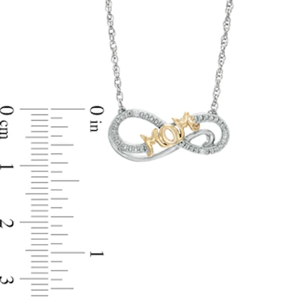 Diamond Accent "MOM" Infinity Necklace in Sterling Silver and 14K Gold Plate|Peoples Jewellers