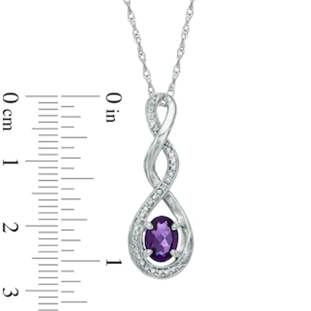 Oval Amethyst and Diamond Accent Infinity Twist Pendant in Sterling Silver|Peoples Jewellers