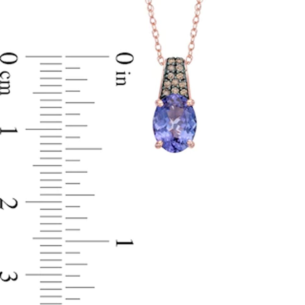 Oval Tanzanite and Enhanced Champagne Diamond Accent Pendant in 10K Rose Gold|Peoples Jewellers