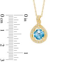 7.0mm Swiss Blue Topaz and Lab-Created White Sapphire Pendant in Sterling Silver with 14K Gold Plate|Peoples Jewellers